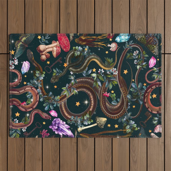 Mysterious Mushroom Forest III - Night Outdoor Rug Gallery Image 1