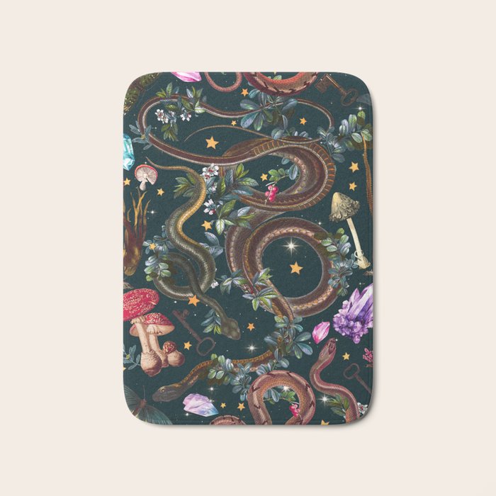Mysterious Mushroom Forest III - Night Bath Mat Gallery Image 1