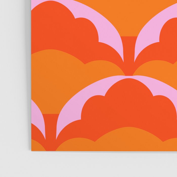 Orange Scalloped Floral Pattern Poster Gallery Image 3