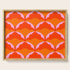 Orange Scalloped Floral Pattern Serving Tray Gallery Image 1