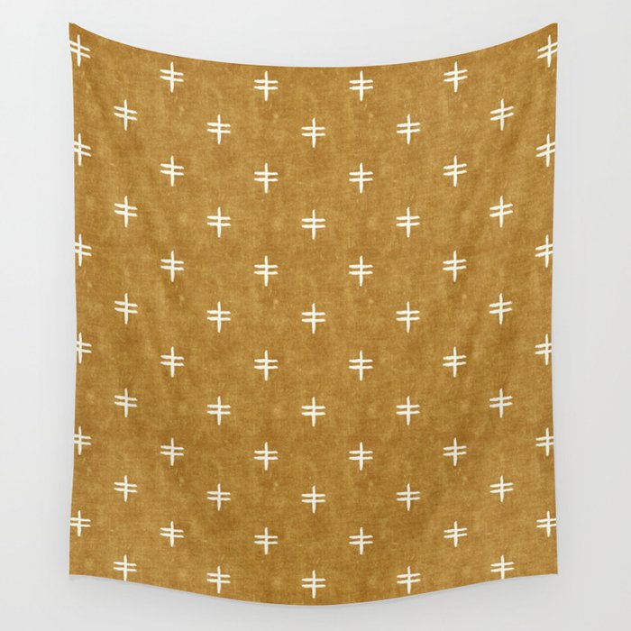 double cross on mustard  Wall Tapestry Gallery Image 4