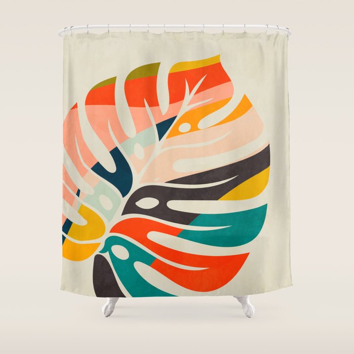 shape leaf modern mid century Shower Curtain Gallery Image 1