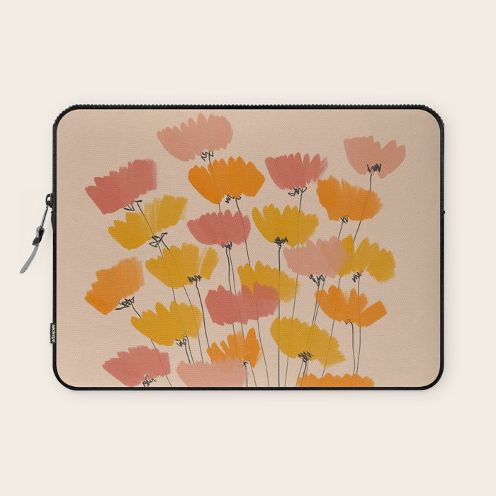 Summertime Flowers On Beige Laptop Sleeve Gallery Image 1