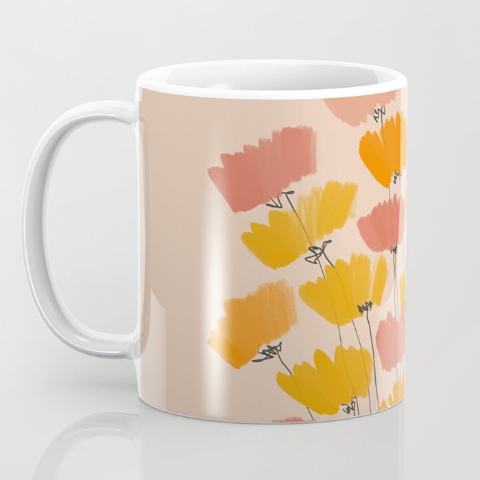 Summertime Flowers On Beige Coffee Mug Gallery Image 3