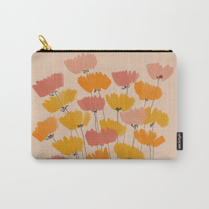 Summertime Flowers On Beige Carry All Pouch Gallery Image 1