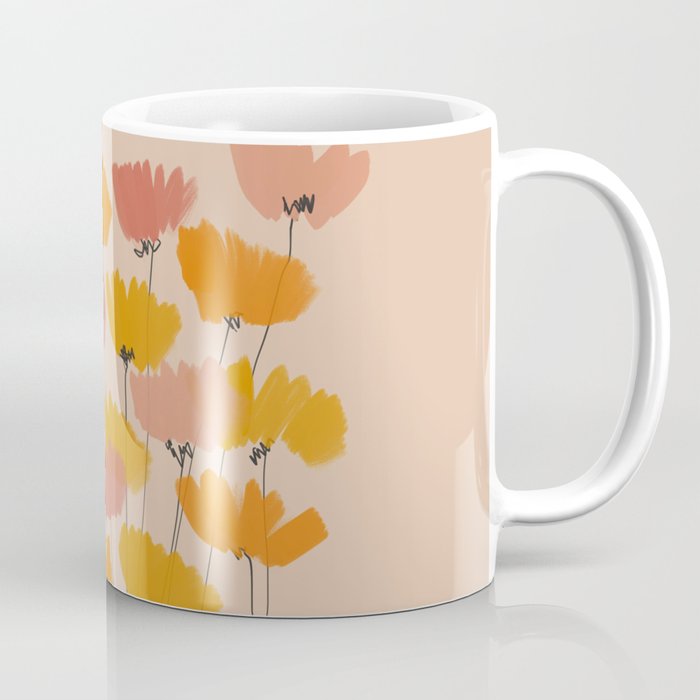 Summertime Flowers On Beige Coffee Mug Gallery Image 1