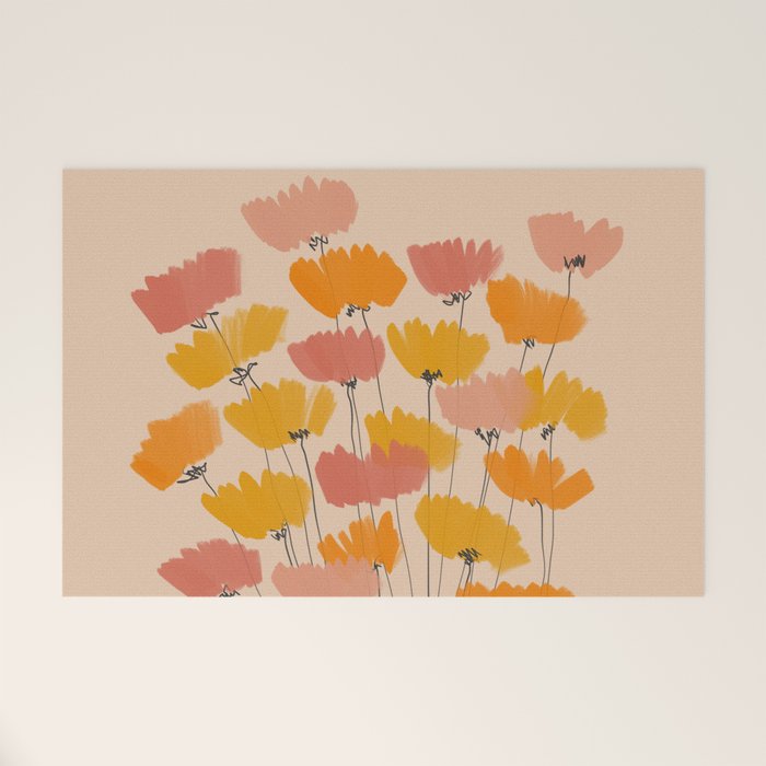 Summertime Flowers On Beige Welcome Mat Gallery Image 1