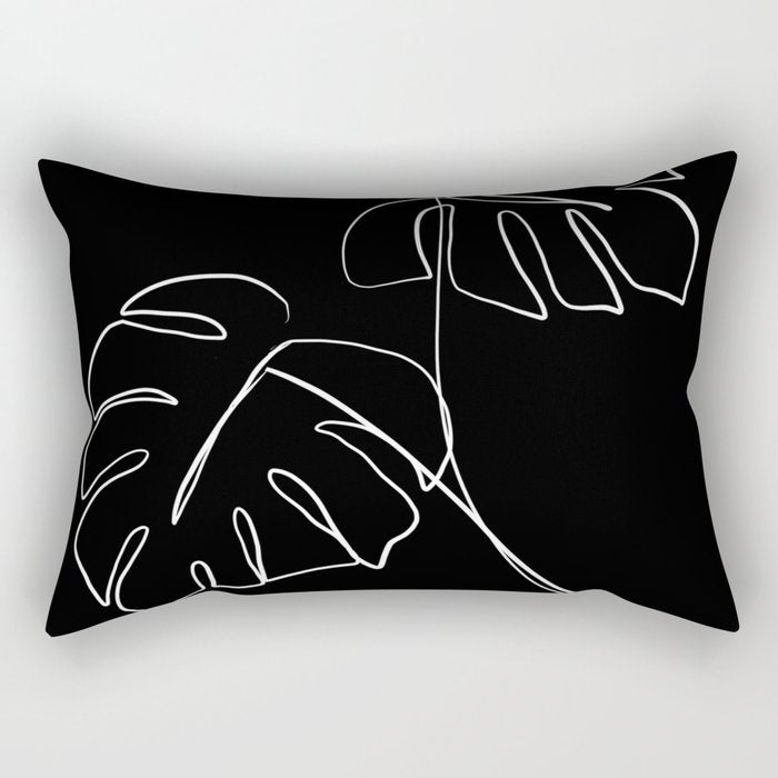 Monstera minimal - black Rectangular Pillow Gallery Image 2