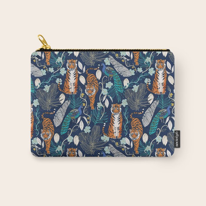 Tiger Toile on Navy Carry All Pouch Gallery Image 1