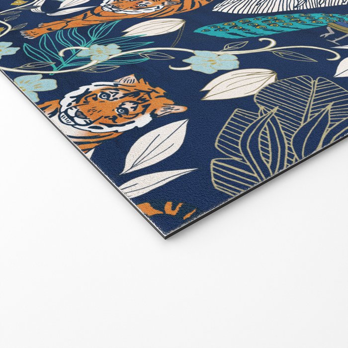 Tiger Toile on Navy Welcome Mat Gallery Image 2