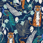 Tiger Toile on Navy Coffee Mug Gallery Image 2