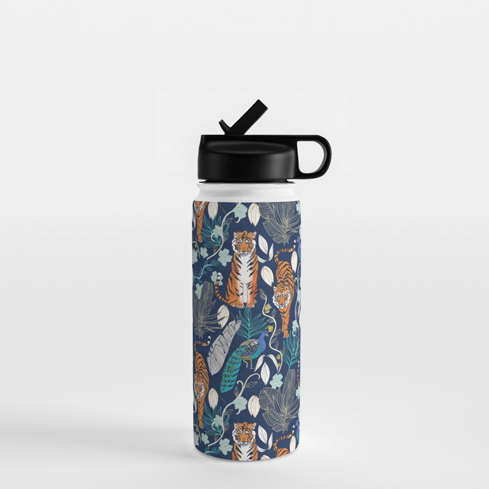 Tiger Toile on Navy Water Bottle Gallery Image 1