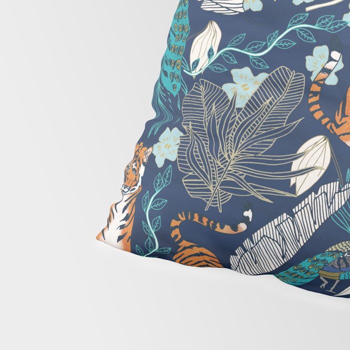 Tiger Toile on Navy Pillow Sham Gallery Image 4