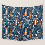 Tiger Toile on Navy Wall Tapestry Gallery Image 4