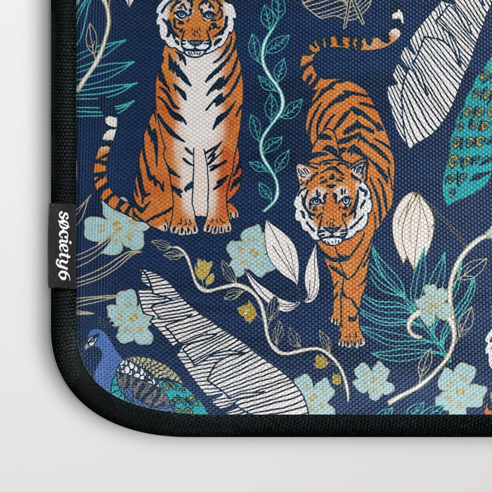 Tiger Toile on Navy Laptop Sleeve Gallery Image 3