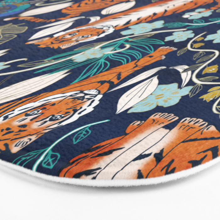 Tiger Toile on Navy Bath Mat Gallery Image 3