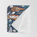Tiger Toile on Navy Throw Blanket Gallery Image 3