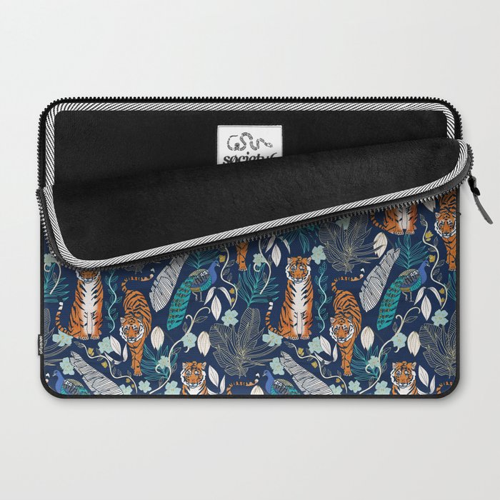 Tiger Toile on Navy Laptop Sleeve Gallery Image 2