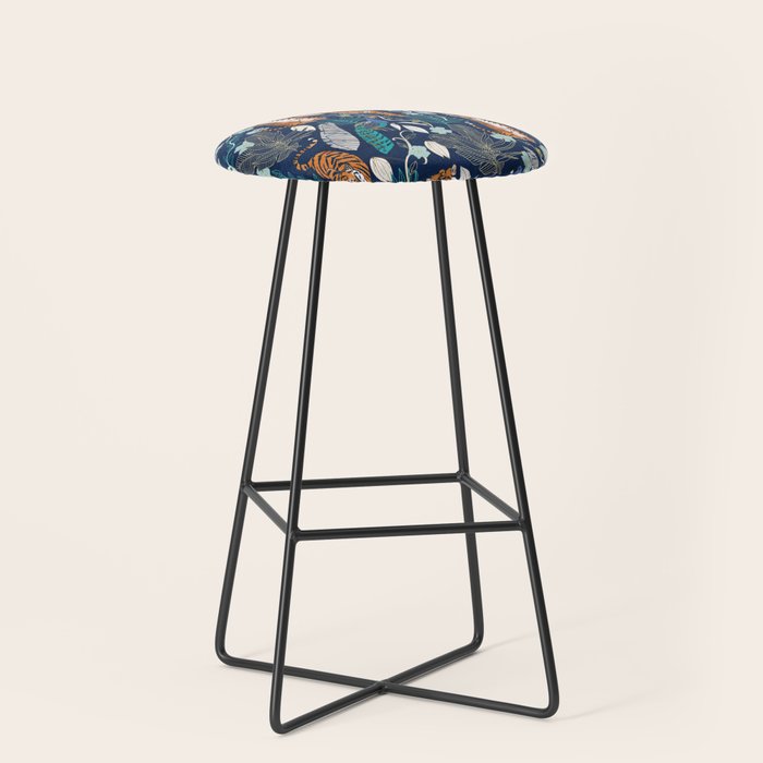 Tiger Toile on Navy Stool Gallery Image 1