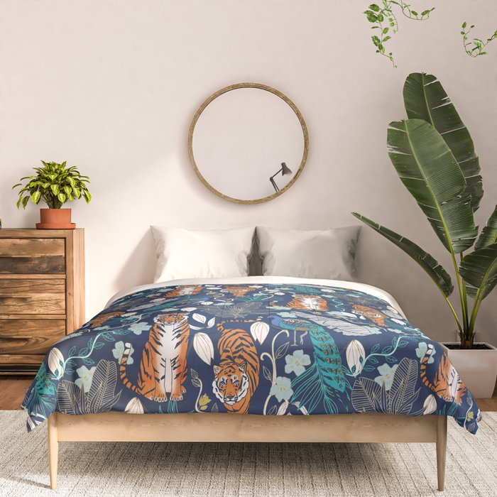 Tiger Toile on Navy Comforter Gallery Image 3