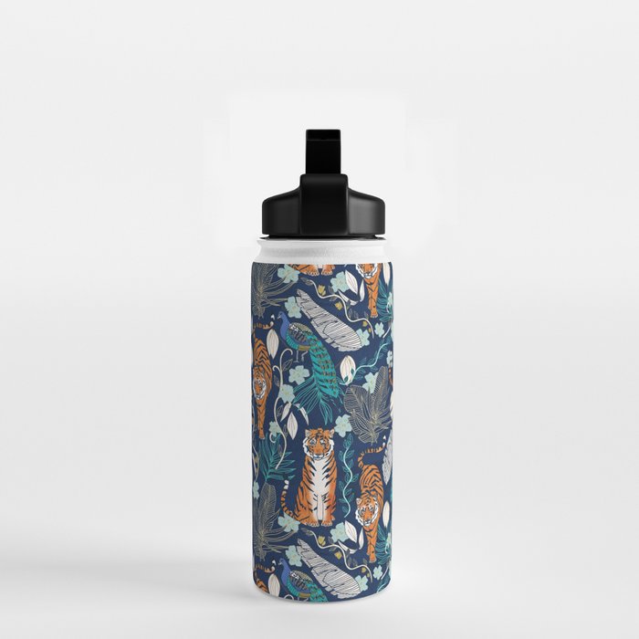 Tiger Toile on Navy Water Bottle Gallery Image 2
