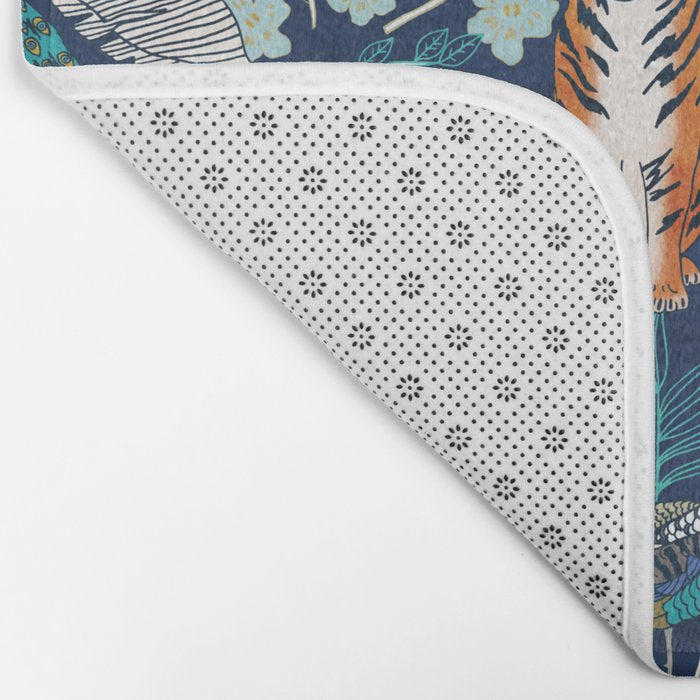 Tiger Toile on Navy Bath Mat Gallery Image 2