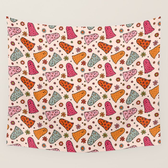 Cute Ghost Print Wall Tapestry Gallery Image 1