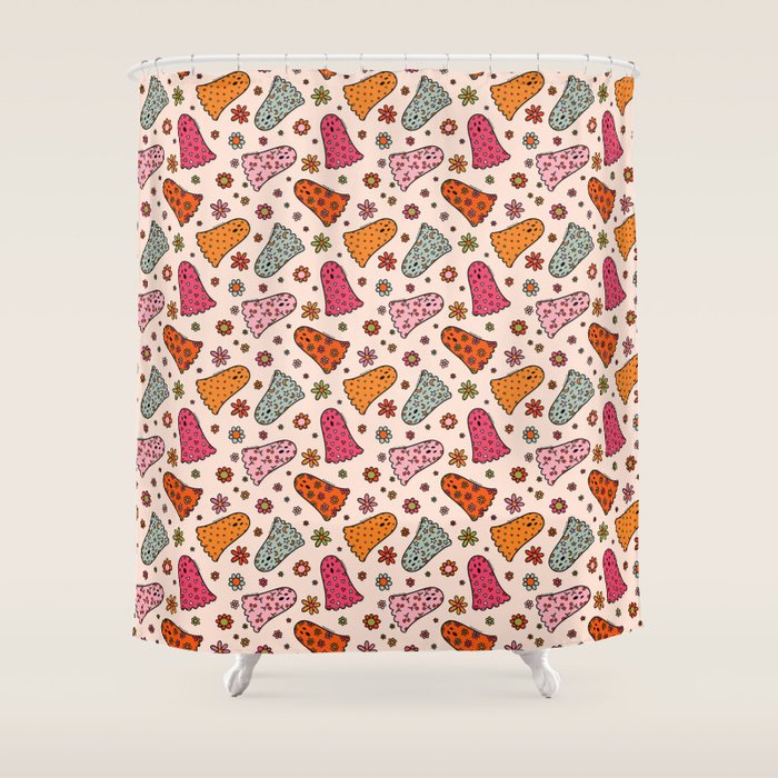 Cute Ghost Print Shower Curtain Gallery Image 1