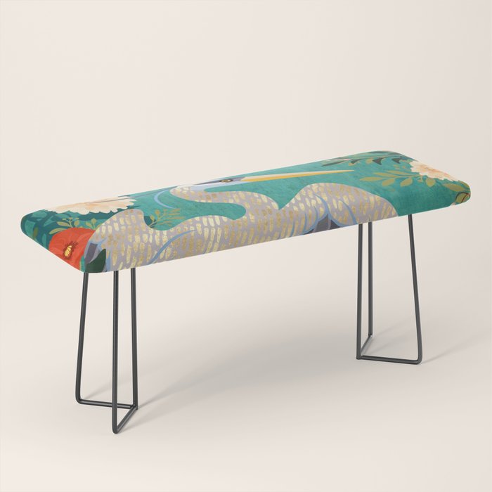 Bohemian Floral Heron Bench Gallery Image 1
