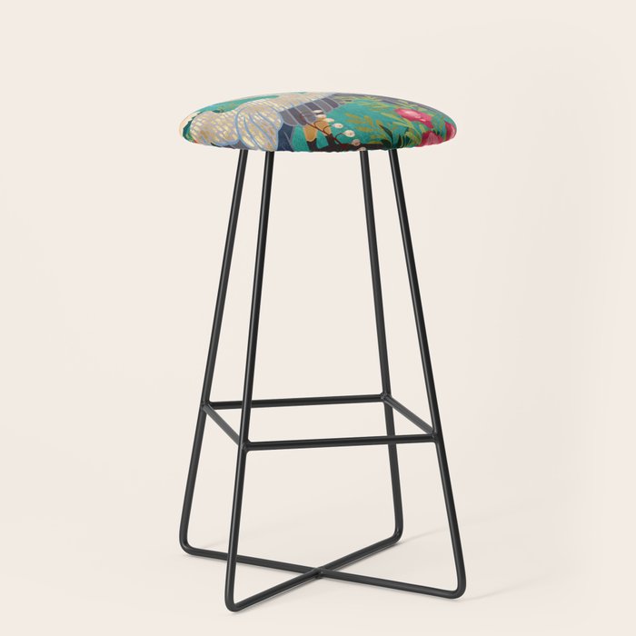 Bohemian Floral Heron Stool Gallery Image 1