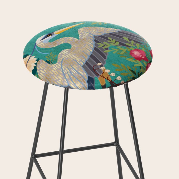 Bohemian Floral Heron Stool Gallery Image 2