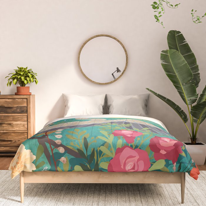 Bohemian Floral Heron Comforter Gallery Image 3
