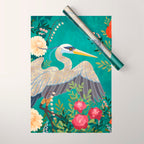 Bohemian Floral Heron Wrapping Paper Gallery Image 1