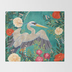 Bohemian Floral Heron Throw Blanket Gallery Image 2