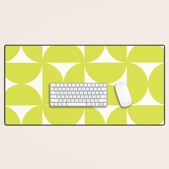Bauhaus Mid Century Modern Geometric III Lime Green Desk Mat Gallery Image 1
