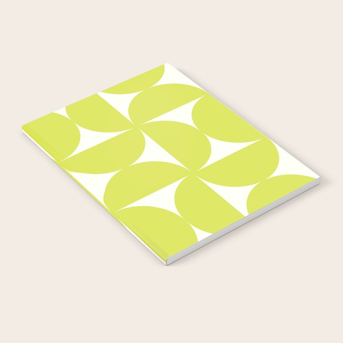 Bauhaus Mid Century Modern Geometric III Lime Green Notebook Gallery Image 2