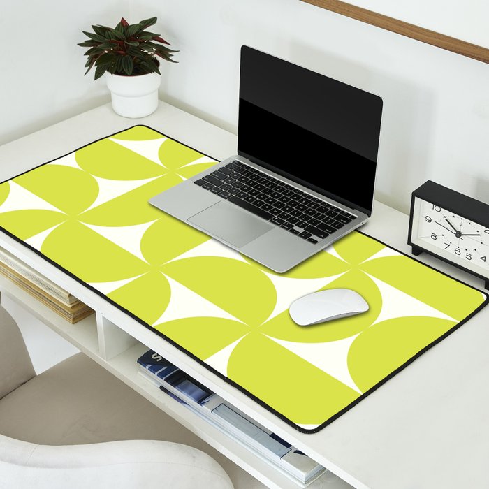 Bauhaus Mid Century Modern Geometric III Lime Green Desk Mat Gallery Image 2
