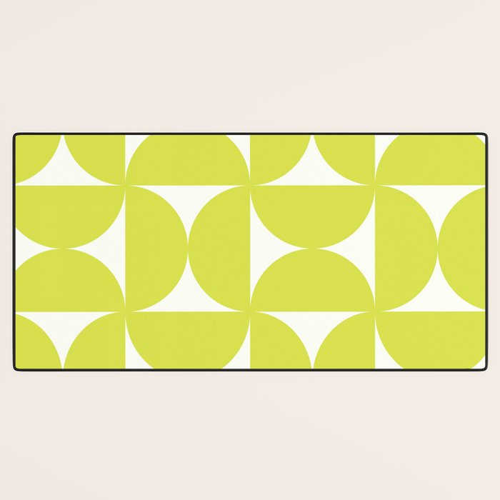 Bauhaus Mid Century Modern Geometric III Lime Green Desk Mat Gallery Image 3