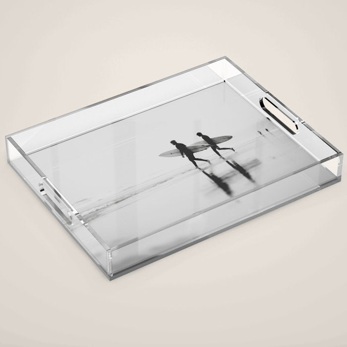 Surf Shadows - Monochrome Ocean Photography Acrylic Tray Gallery Image 1