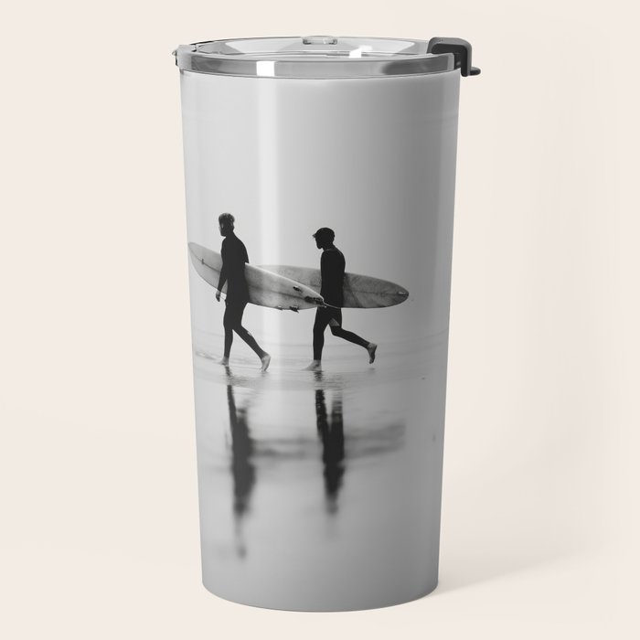 Surf Shadows - Monochrome Ocean Photography Travel Mug Gallery Image 2
