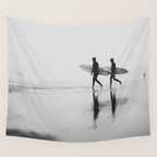 Surf Shadows - Monochrome Ocean Photography Wall Tapestry Gallery Image 4