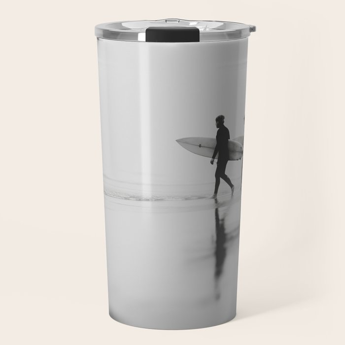 Surf Shadows - Monochrome Ocean Photography Travel Mug Gallery Image 1