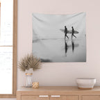 Surf Shadows - Monochrome Ocean Photography Wall Tapestry Gallery Image 2