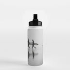 Surf Shadows - Monochrome Ocean Photography Water Bottle Gallery Image 2
