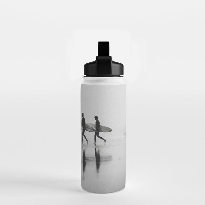 Surf Shadows - Monochrome Ocean Photography Water Bottle Gallery Image 2