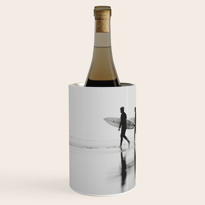 Surf Shadows - Monochrome Ocean Photography Wine Chiller Gallery Image 1