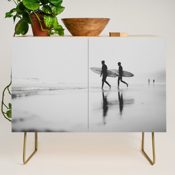 Surf Shadows - Monochrome Ocean Photography Credenza Gallery Image 1