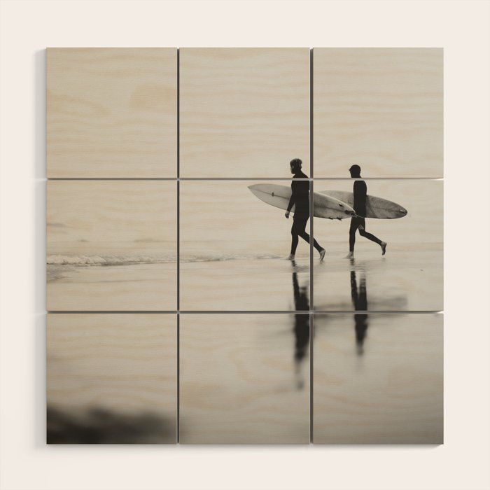 Surf Shadows - Monochrome Ocean Photography Wood Wall Art Gallery Image 1