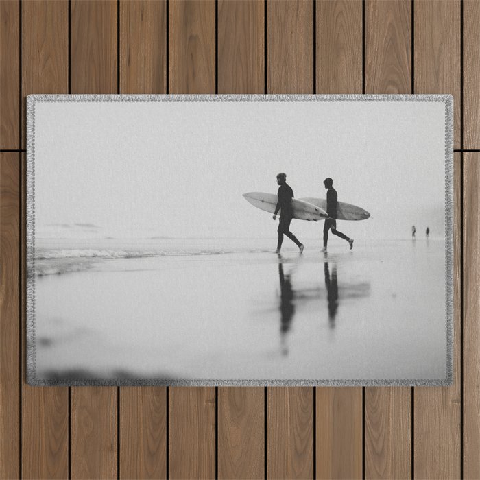 Surf Shadows - Monochrome Ocean Photography Outdoor Rug Gallery Image 1