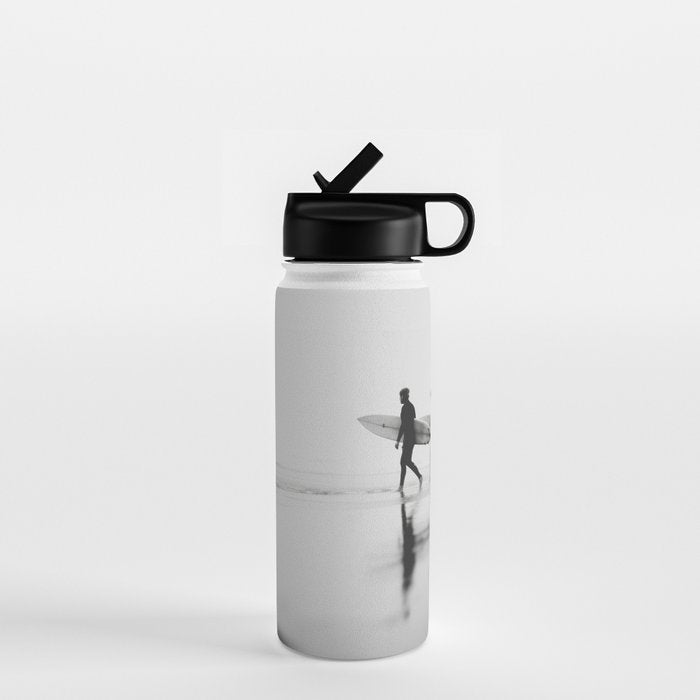 Surf Shadows - Monochrome Ocean Photography Water Bottle Gallery Image 1